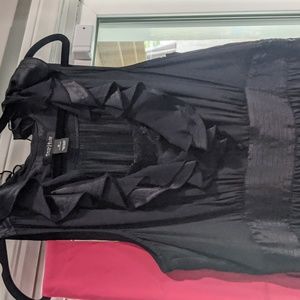 White House Black Market sz.12 Black with pink Now Cocktail Dress Lace Edging